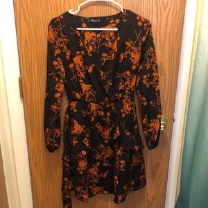 Blue and orange floral dress